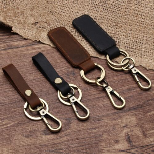 KEY CHAIN & LEATHER Belt Loop Key Holder Ring Keychain Keyring Keyfob Detachable - Afbeelding 1 van 5