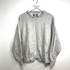 Vintage 90s Russell Athletic Sweatshirt Gray Solid Pullover Long Sleeve Cotton L