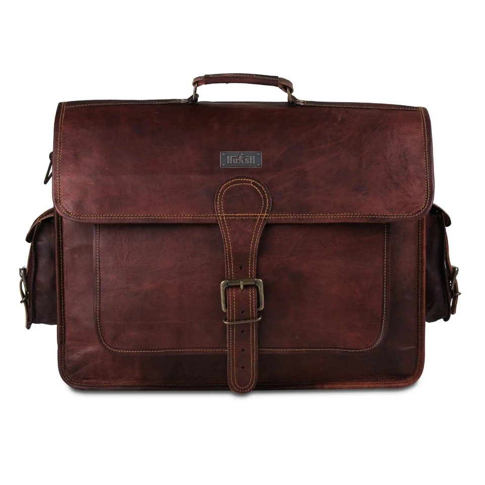 Vintage Leather Briefcase For Men Or Women Leather Messenger Bag For Men 18 inch - Image 2 of 4
