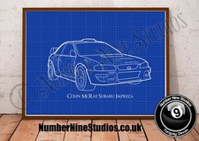 Colin McRae Rally Subaru BLUEPRINT Illustration, high quality ,signed by artist.