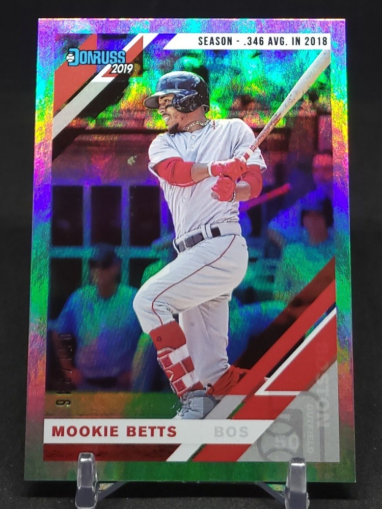 2019 Panini Donruss Mookie Betts Season Stat Line Foil /346 #101 Boston Red Sox