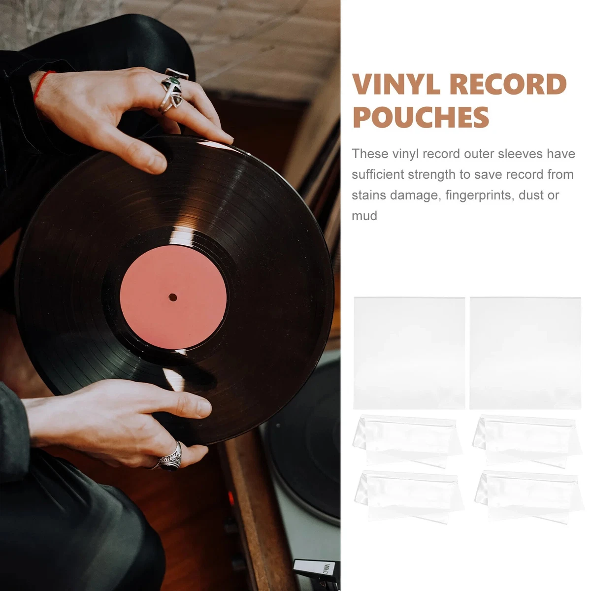 100PCS Record Sleeves Outer Plastic Record Cover Sleeve For Vinyl 7''/12'' Album