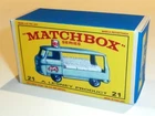 Matchbox Lesney No 21 Milk Delivery Truck  Empty Repro E Style Box..