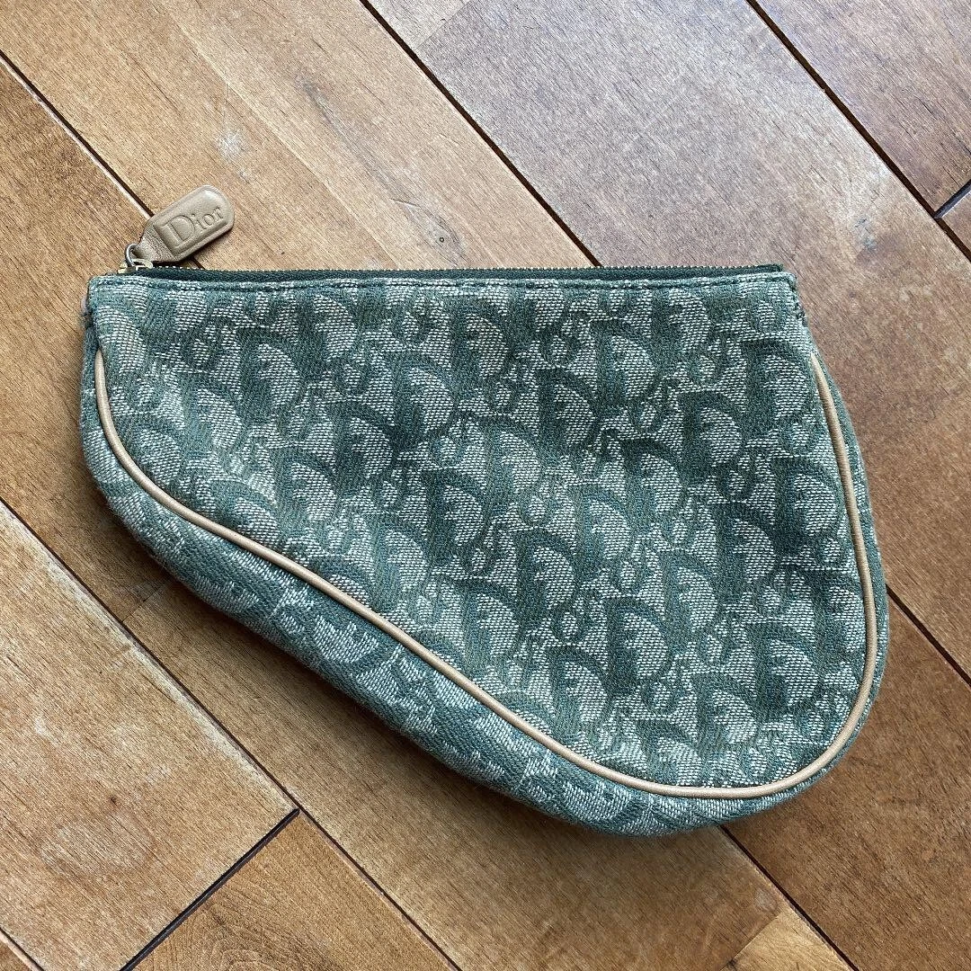 Sac de selle Christian Dior motif trotteur pistache poche verte épaule authentique