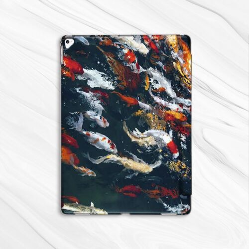 Koi Fish Japan Oil Painting Case For iPad 10.2 Air 3 4 5 Pro 9.7 11 12.9 Mini - Picture 5 of 6