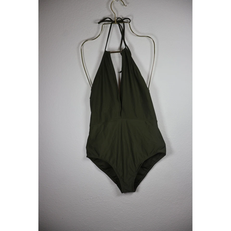Traje de baño Ted Baker HALTER de una pieza verde oliva escote profundo para mujer talla 10 Foto 2 de 4