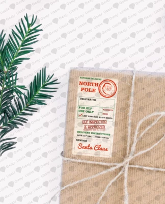 JAKEDESIGNS 12 x North Pole Christmas Stickers Gift Present Parcel Sticky Labels Stamp