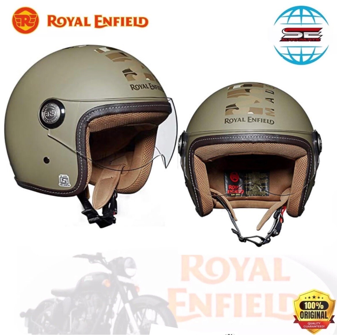Fits Royal Enfield open face chopper helmet camo mlg dsrt storm 