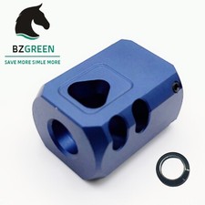 1/2 28 Thread Muzzle Brake Anodized For 9mm Glock Free Crush Washer Dark Blue