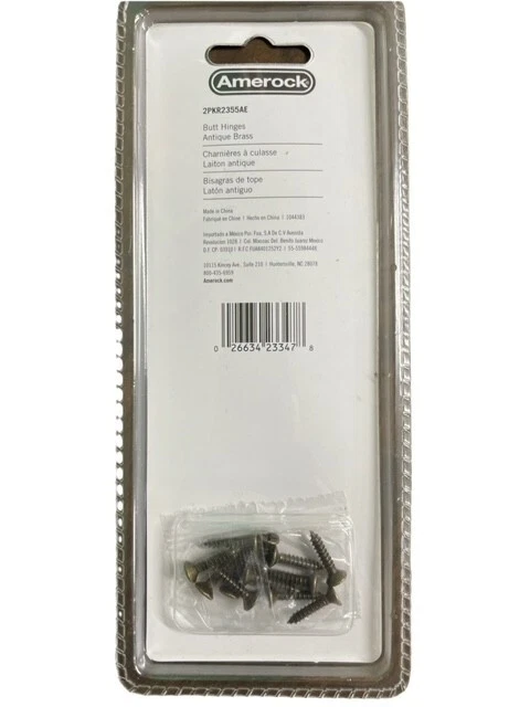 Amerock (8 шт.) ПЕТЛИ BP2355AE BUTT 2 дюйма соединительный наконечник для минарета антикварная латунь с винтами - Изображение 2 из 2