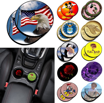 2PCS Round CUSTOM PRINTED Sandstone Cup Mug Holder Car Coasters