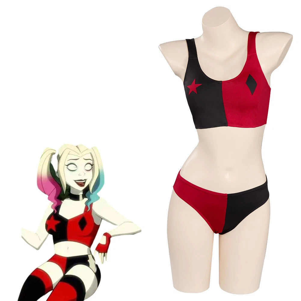 Harley Quinn Swimsuit Cosplay Costume Bikini Swimwear Outfits