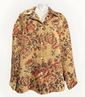 Sag Harbor Woman 20W Neutral Needle Point 4 Button Floral Jacket