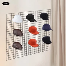 24pcs Hat Racks, Hat Hanger Gridwall Hooks, Slat Panels Cap Rack Retails Display