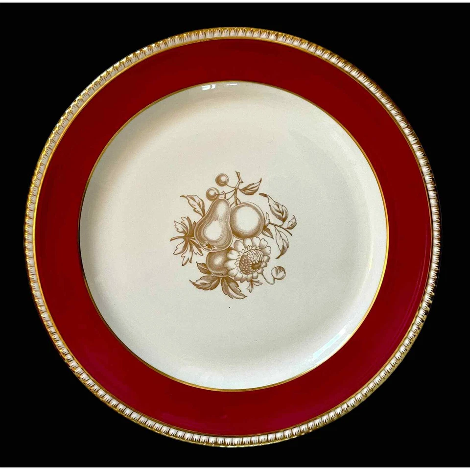 Copeland Spode Claridge Dinner Plates. Ruby Red and Gold. Set of 2 - Image 3 of 4