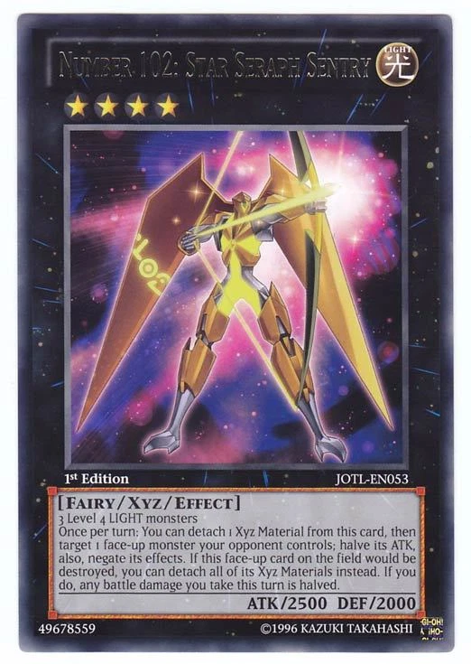 YUGIOH &#8226; Number 102 Star Seraphim Sentinel 1st ED &#8226; JOTL-EN053 RARE