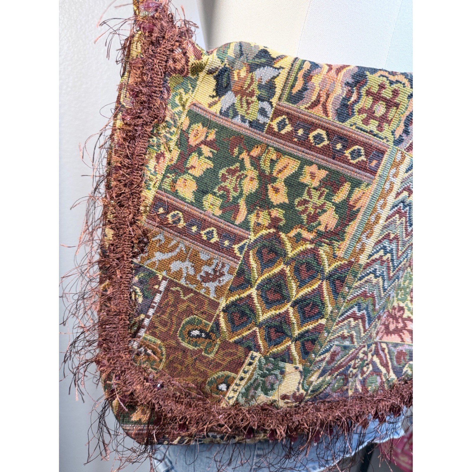 handmade Boho Tapestry Patchwork Messenger Bag Be… - image 3