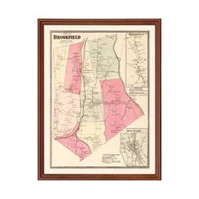 Old Map of Brookfield, CT 1867 - Vintage Brookfield Connecti