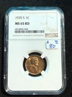 1935 S LINCOLN WHEAT CENT NGC MS 65 RD 006
