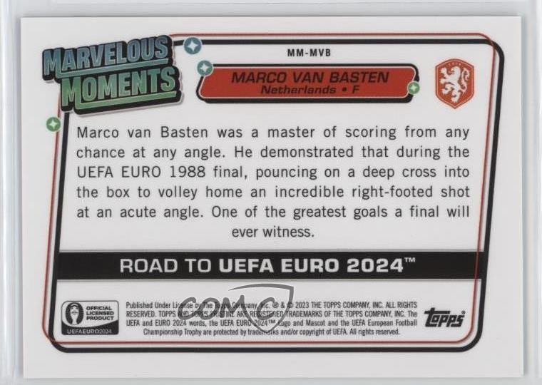 2023 Pristine Road to UEFA Euro 2024 Marvelous Moments Marco Van Basten 0jr6 thumbnail 2
