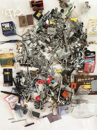 Huge Chaotic Pile Handyman Junk Drawer Nails Screws Nuts Bolts Hardware 6 pounds