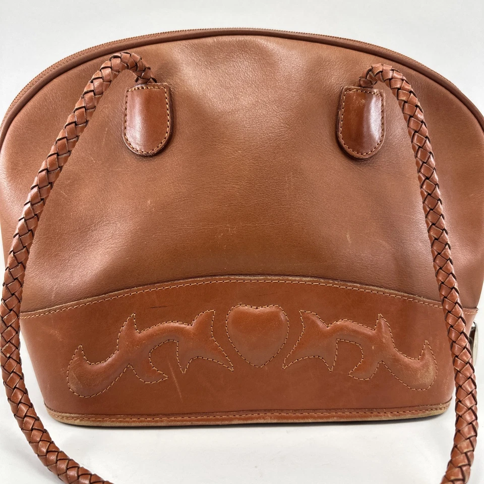 Cartera de cuero genuino Apostrophe estilo occidental bolso de hombro asa trenzada marrón Foto 2 de 4