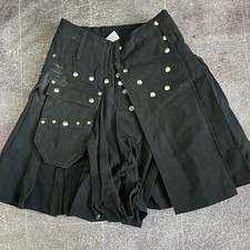 Men's Utiliclan Black Heavy Canvas Cotton Utility Cargo Studded Kilt Sz 30 X 31