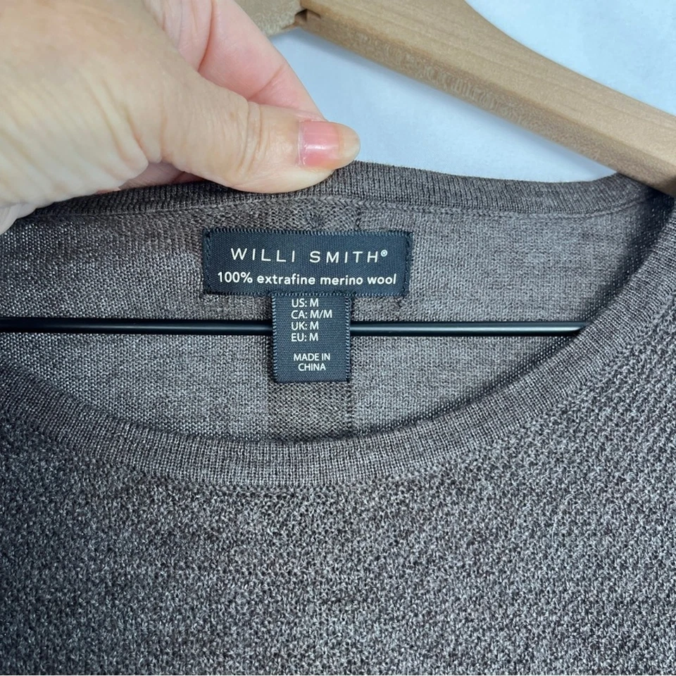 Suéter túnica de lana merino fina marrón M M M imitación botón texturizado WILLI SMITH para mujer Foto 3 de 4