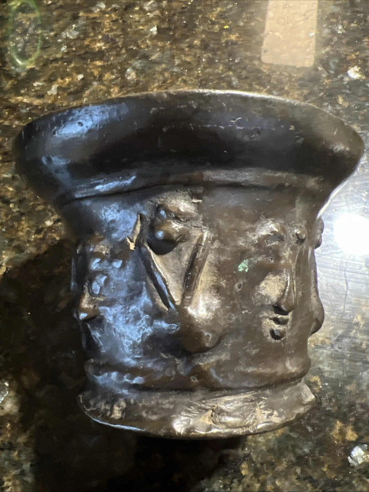Antique Bronze Mortar with Ribs Decoration, 17th/18th Century Date Not Sure ????