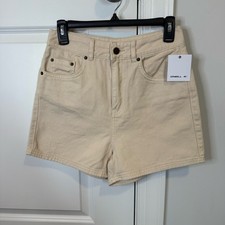 O'neill high waisted denim ensley shorts light tan khaki size 26 NWT 100% cotton
