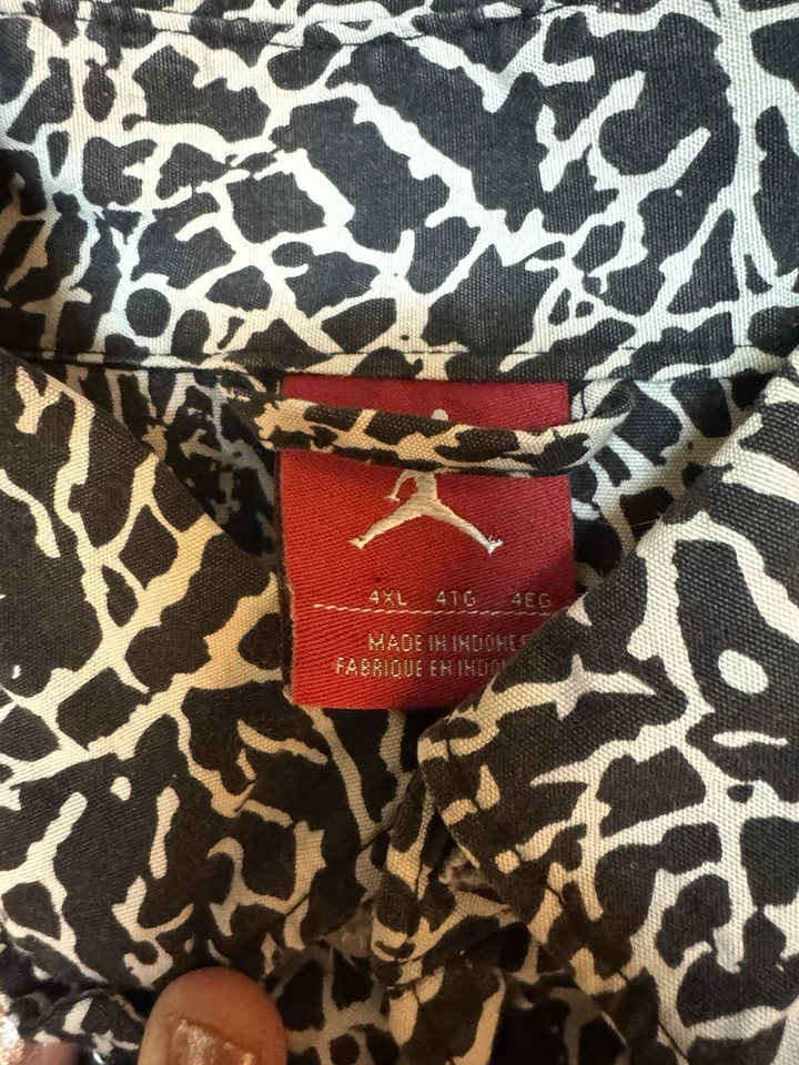 RARA Camisa Nike Jordan Estampado Elefante Militar Botón Frontal Para Hombres 4XL De Gran Tamaño Foto 2 de 4