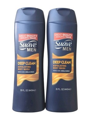 Suave Men Deep Clean Exfoliating x2 Sandalwood/Amber Manly Scent lot 15 oz ea
