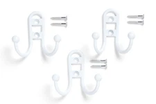 Mainstays Double Hook White Metal, 10 lbs Capacity 3 Pack,NEW