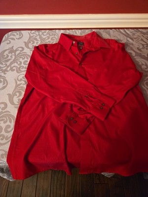 Arrow USA Men's 1851 Long Sleeve Shirt Button Up, Red, Collared, Size 17  32/33