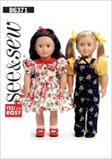 Butterick See Sew 6371 Dress, Overalls, Blouse For 18" Doll Pattern Uncut