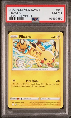 2022 POKEMON SWORD & SHIELD SILVER TEMPEST #049 PIKACHU PSA 8