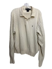 Vtg Polo Golf Ralph Lauren Men  s Cotton V Neck Cable Knit Sweater XL