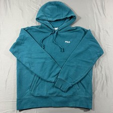 FILA Teal Pullover Hoodie Sweatshirt Men  s Large Fleece Lined Logo