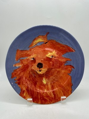 Anthropologie 8'' Furry Friends Carole Akins Bianca the Dog Plate NIB