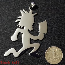 HUGE 3" HATCHETMAN Mirror Charm 316L RARE Icp Insane Clown Twiztid Necklace