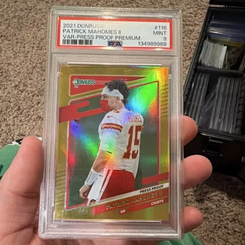 Panini 2021 Donruss Patrick Mahomes II #116 Press Proof Premium Photo VAR PSA 9