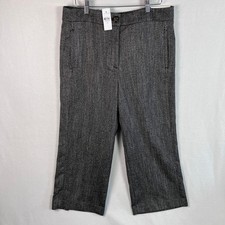 Ann Taylor Women's Wide Leg Crop Pants Size 10 Gray High Rise Herringbone NWT