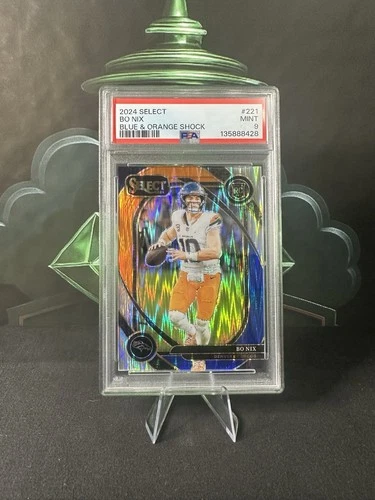 2024 Select Club Level Bo Nix Blue Orange Shock /35 PSA 9 DUAL COLOR MATCH