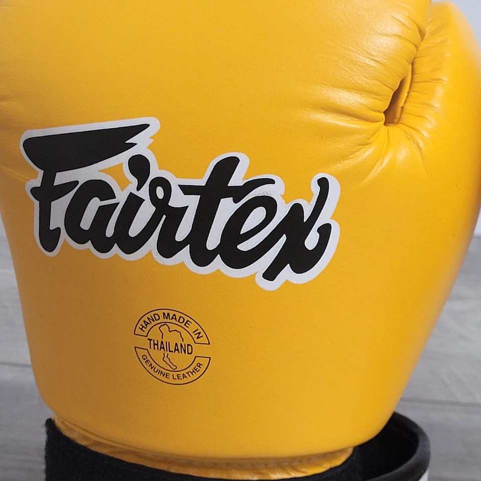 🥊 Luvas de boxe Fairtex amarelas 12 oz feitas à mão na Tailândia couro genuíno NOVO - Imagem 3 de 4