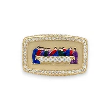 Last Supper Rectangle Ring - 10K Yellow Gold