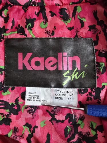 Vintage 80er Kaelin Ski Anorak Jacke Neon Pink Schwarz Abstrakt Splatter L/XL 10 - Bild 9 von 20