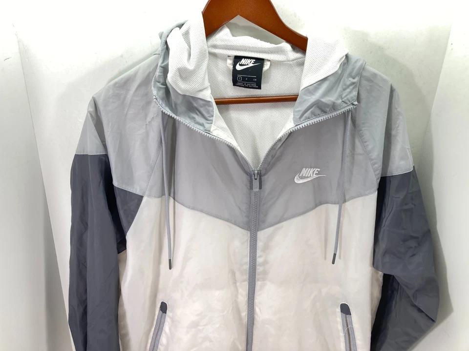 Chaqueta con Capucha Nike Sportswear Windrunner Para Hombre S Gris Blanco Cremallera Completa Cordón Foto 2 de 4