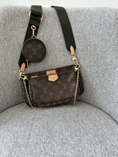 Louis Vuitton Multi Pochette Accessoires Crossbody Medium Khaki Canvas