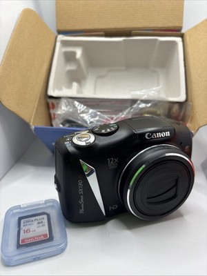 Canon PowerShot SX130 IS 12.1MP Digital Camera  Tested Box SD Card Video Cable