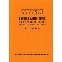 Mwm Dieselmotor Kd 11 Und RL11 Traktor Betriebsanleitung Und Ersatzteilliste